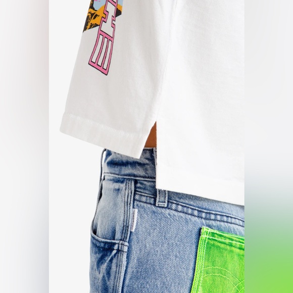 Jordache Vintage No More Bad Days Cropped Tee 80s retro neon dolphin t-shirt | S - Picture 2 of 15
